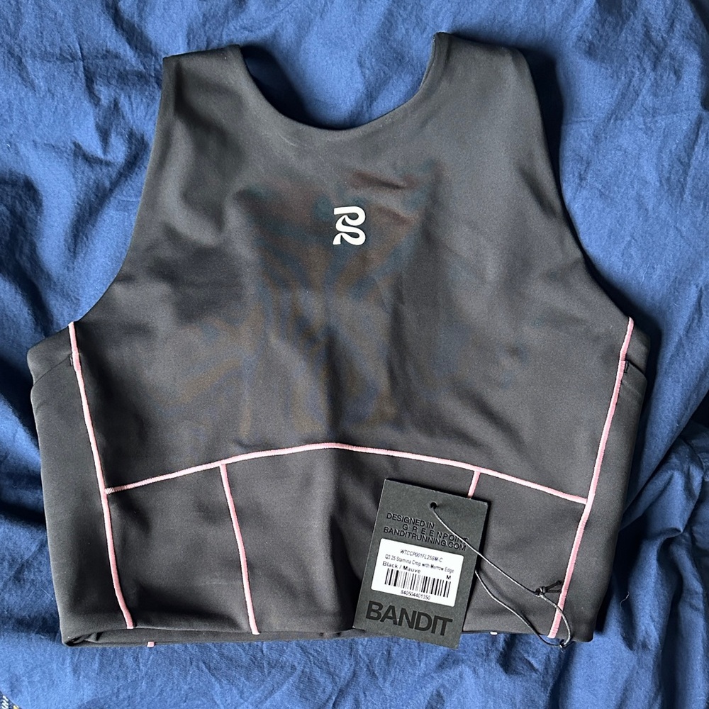 Bandit black Sports Bra with Pink Trim